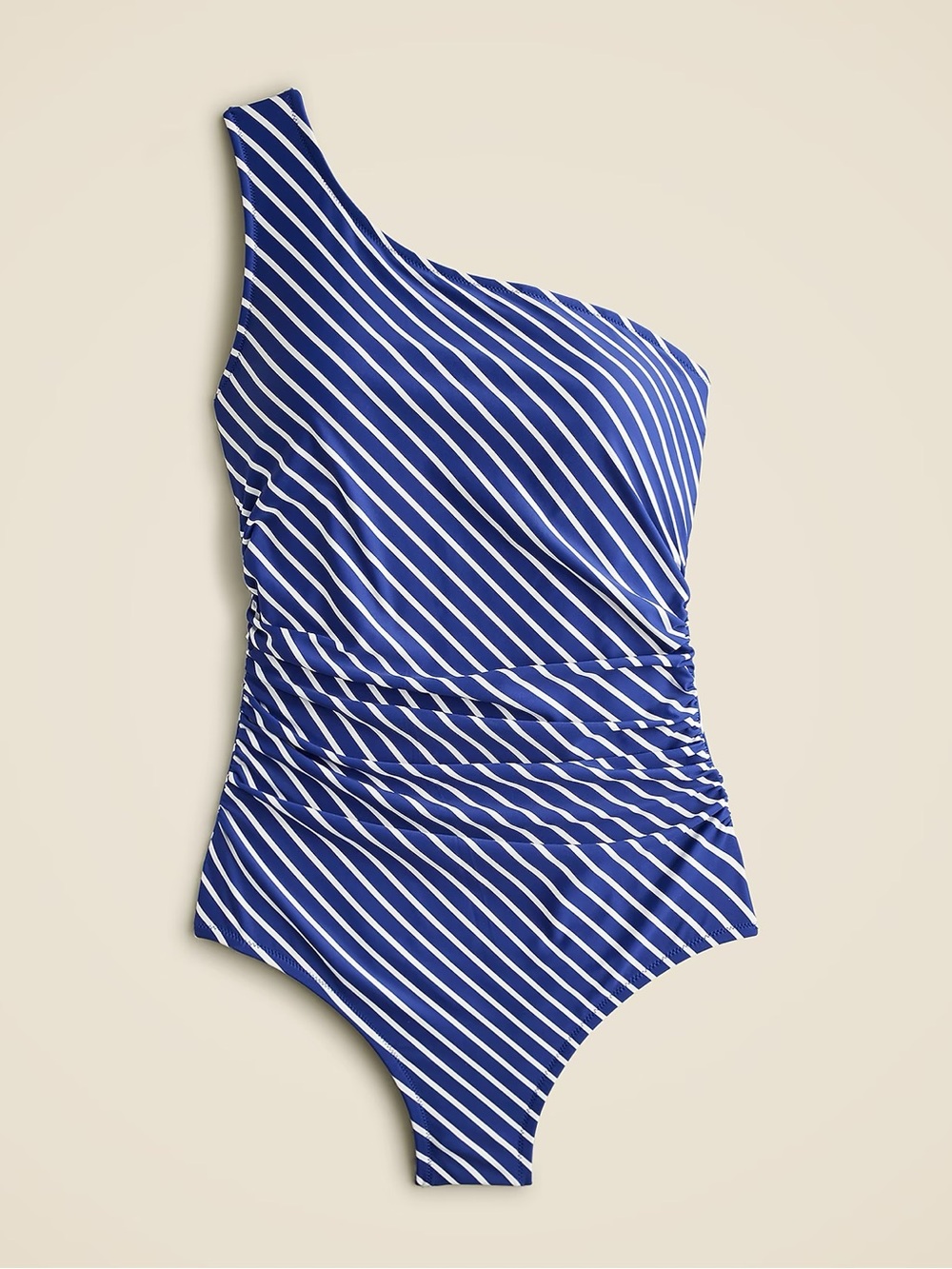 NWT J.Crew Sleek Ruched One-Shoulder One-Piece Swimsuit in Stripe